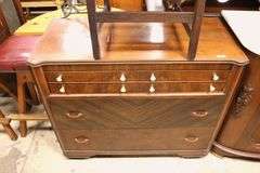 Art Deco Walnut Dresser with Bakelite Pulls, Minor Wear
