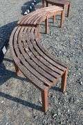 Pair of Teak Demi Lune Benches, Dry Finish