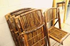 (4) MCM Scorched Bamboo Folding Chairs
