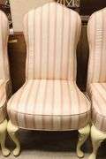 (4) Vintage Painted Backstools, Wear and Tear to Upholstery