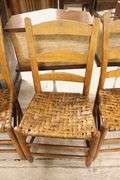 (6) Antique Splint Seat Ladder Back Chairs