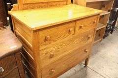 Antique Golden Oak Dresser with Mirror