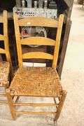 (6) Antique Splint Seat Ladder Back Chairs