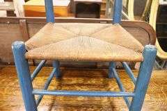Pennsylvania Ladder Back Rush Seat Char in Later Blue Paint