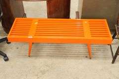 MCM Orange Slat Bench, Minor Wear