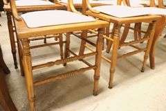 (4) Antique Golden Oak Pressed Back Chairs