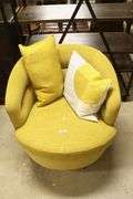 West Elm Mustard Upholstered Swivel Chair