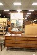 Bassett MCM Walnut and Laminate Nine Drawer Dresser with Mirror