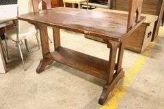 Antique Golden Oak Library Table Desk