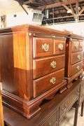 Pair Modern Banded Cherry Nightstands