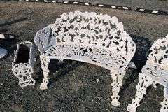 *NO STORAGE* Cast Iron Bench, Chair and Planter