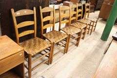 (6) Antique Splint Seat Ladder Back Chairs