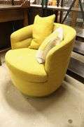 West Elm Mustard Upholstered Swivel Chair