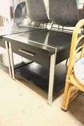 Pair Lane MCM Black and Chrome End Tables