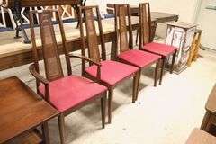 (4) MCM Cane Back Walnut Dining Chairs, As-Is