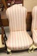 (4) Vintage Painted Backstools, Wear and Tear to Upholstery
