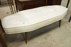 MCM White Vinyl Ottoman, Sticky