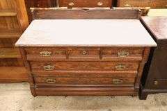 Victorian Marble Top Walnut Dresser