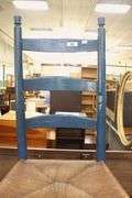 Pennsylvania Ladder Back Rush Seat Char in Later Blue Paint