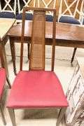 (4) MCM Cane Back Walnut Dining Chairs, As-Is