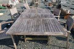 *NO STORAGE* Fortunoff Teak Patio Dining Set, Dry Finish