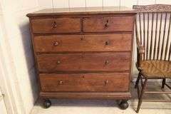 American Walnut Chest of Drawers on Ball Feet