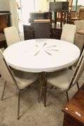 MCM Retro Laminate and Chrome Dining Table and Four Chairs