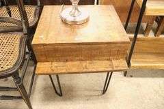 Modern Mango Wood and Metal End Table