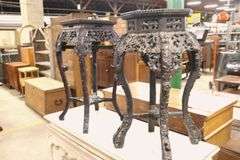 Chinese Marble Top Carved Hardwood Stand