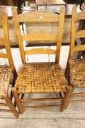 (6) Antique Splint Seat Ladder Back Chairs