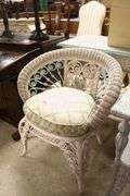 Painted Wicker Vanity Seat