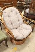 Modern Rattan Swivel Armchair