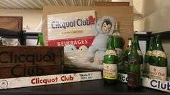 Lot of Vintage Clicquot Club Bottles, Advertising & Shipping Crate