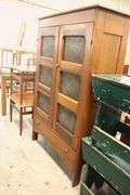 Antique Farmhouse Mixed Woods Punched Tin Pie Safe