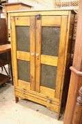 Antique Farmhouse Pine Punched Tin Pie Safe