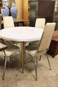 MCM Retro Laminate and Chrome Dining Table and Four Chairs