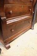 Empire Figured Walnut and Mixed Woods Chest of Drawers, Veneer Chips