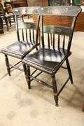 Pair Painted Plank Seat Chairs