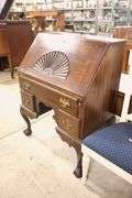 Colonial Revival Mahogany Claw Foot Ladies' Writing Desk, Interior Drawer Locked