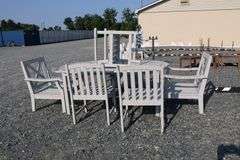 *NO STORAGE*Painted Teak Patio Dining Set
