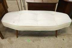 MCM White Vinyl Ottoman, Sticky