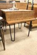 Modern Mango Wood and Metal End Table