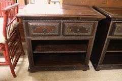 Pair Anglo-Indian Carved Nightstands, Finish Wear