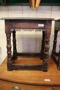 Pair English Mannerist Style Oak Joint Stools, Losses