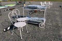 *NO STORAGE* Bar Cart, Cushions, Ice Cream Parlor Chairs
