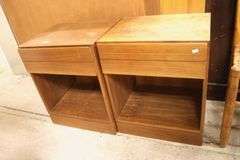 Pair MCM Walnut Nightstands, Chips and Wear