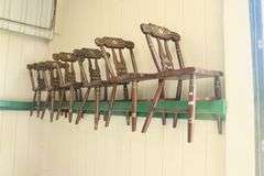 (6) Pennsylvania Painted Plank Seat Chairs