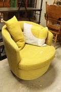 West Elm Mustard Upholstered Swivel Chair