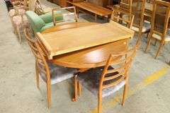 Scandinavian MCM Teak Dining Table and Four JL Moller Chairs