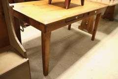 Vintage Farmhouse Pine Harvest Table with Drawers